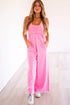 Relaxed Fit Mineral Wash Raw Seam Wide Leg Jumpsuit Overalls
